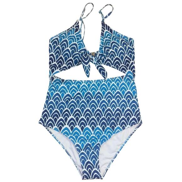 Cupshe NWOT Blue Rainbow Mermaid One Piece Cutout Swimsuit Women’s M Swim Beach - Picture 1 of 11